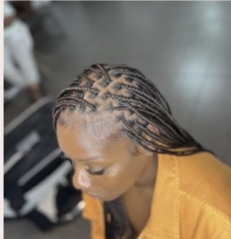 Knotless braids fines vue de dessus