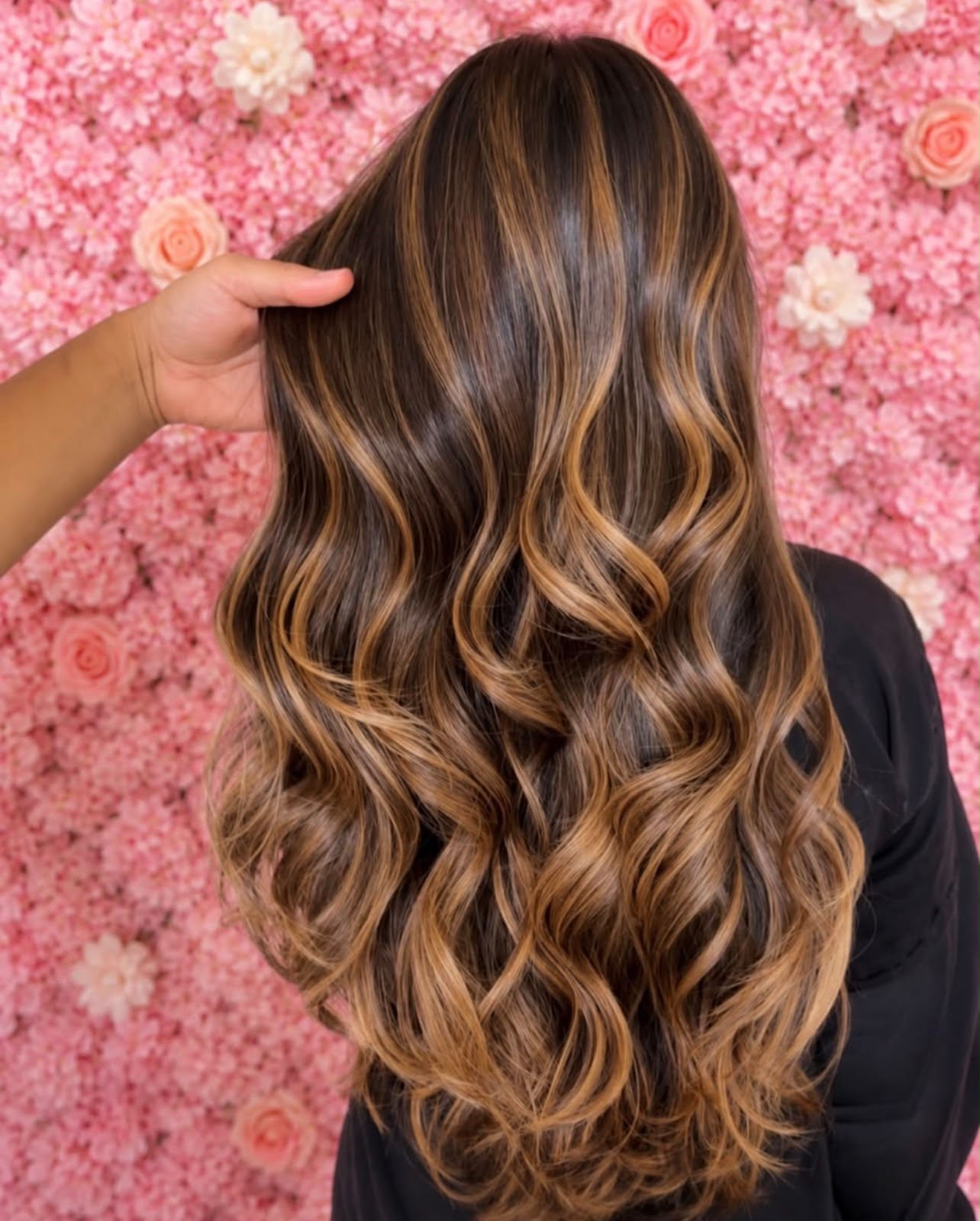 Balayage miel sur base brune