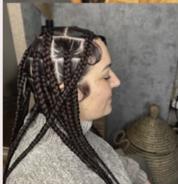 Knotless braids avec french curls de profil